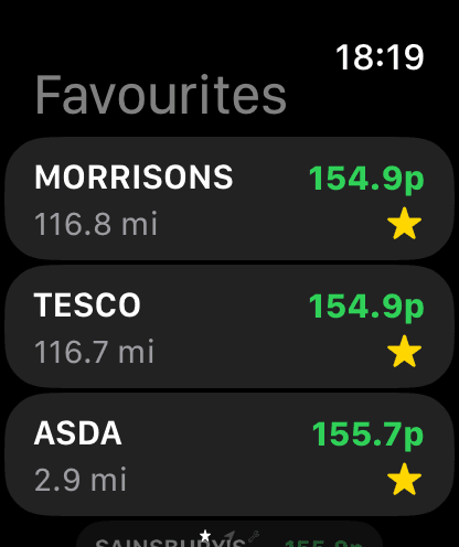 Favourite stations on Apple Watch