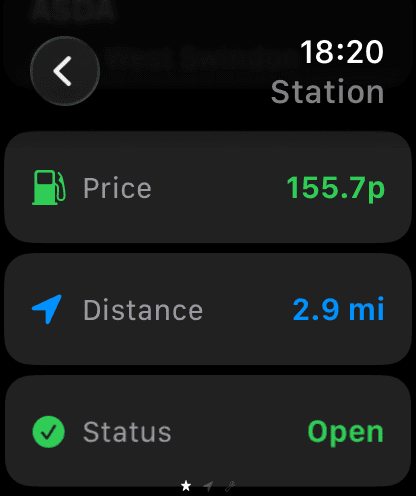 Station details on Apple Watch