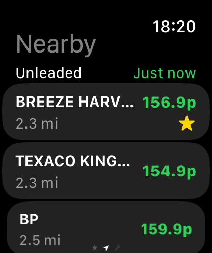 Nearby stations on Apple Watch